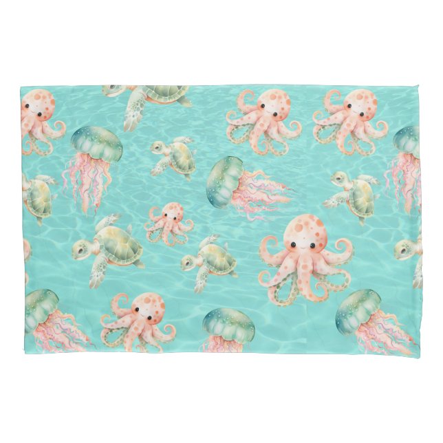Underwater Sea Life  Pillowcase (Front)