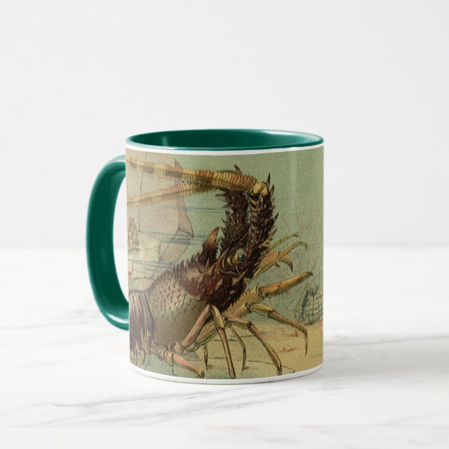 Underwater Sea Life Shrimp, Vintage Ocean Animals Mug (Front Left)