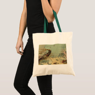 Underwater Sea Life Shrimp, Vintage Ocean Animals Tote Bag