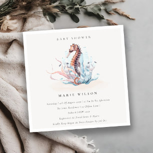Underwater Seahorse Seaweed Baby Shower Invite
