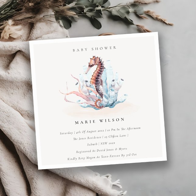 Underwater Seahorse Seaweed Baby Shower Invite (Creator Uploaded)