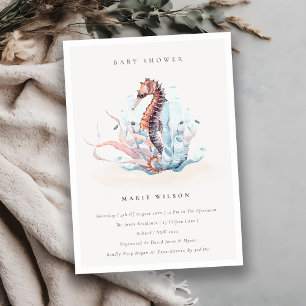 Underwater Seahorse Seaweed Baby Shower Invite