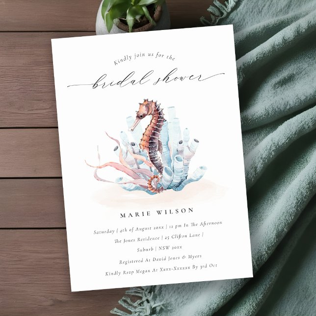 Underwater Seahorse Seaweed Bridal Shower Invite (Creator Uploaded)