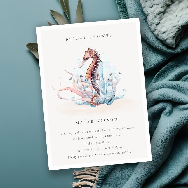 Underwater Seahorse Seaweed Bridal Shower Invite (Creator Uploaded)