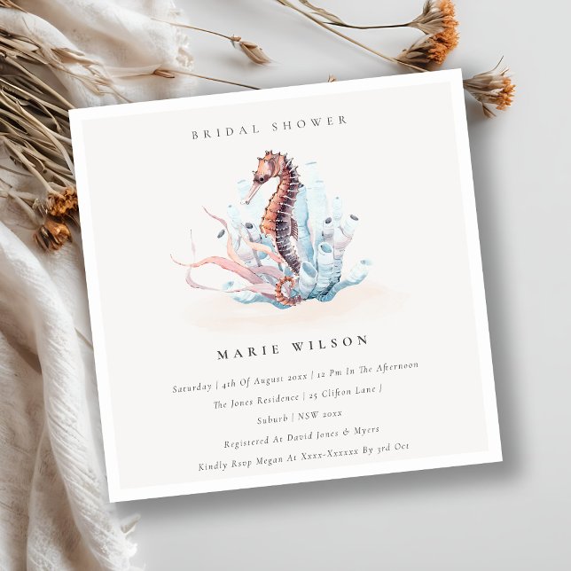 Underwater Seahorse Seaweed Bridal Shower Invite (Creator Uploaded)