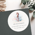 Underwater Seahorse Seaweed Coral Address Classic Round Sticker<br><div class="desc">If you need any further customisation please feel free to message me on yellowfebstudio@gmail.com.</div>