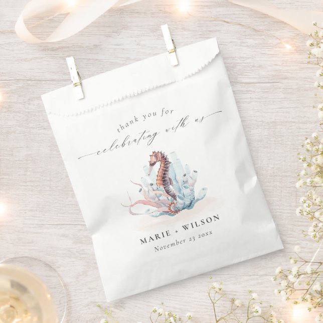 Underwater Seahorse Seaweed Coral Wedding Favour Bags (Clipped)