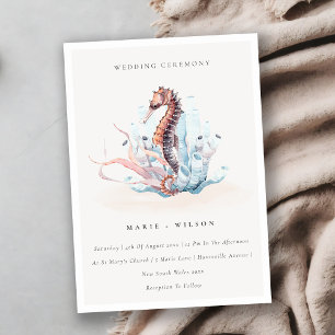 Underwater Seahorse Seaweed Coral Wedding Invite