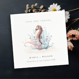 Underwater Seahorse Seaweed Coral Wedding Napkin