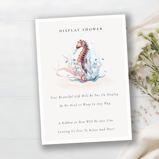Underwater Seahorse Seaweed Display Baby Shower Enclosure Card (Creator Uploaded)