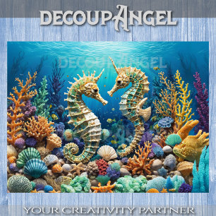 Underwater Seaunicorn Couple - Decoupage - Tissue Paper