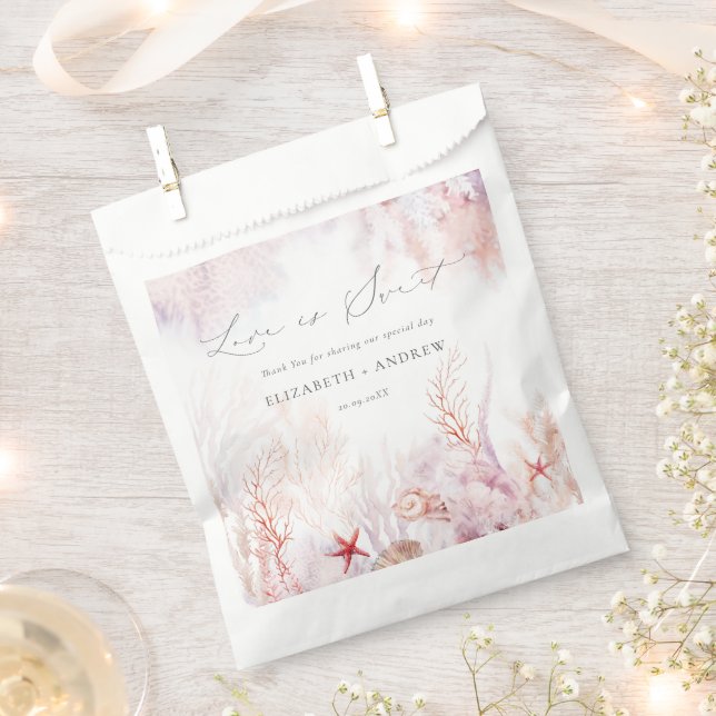 Underwater Seaweed | Seashell Watercolor Wedding  Favour Bags (Clipped)