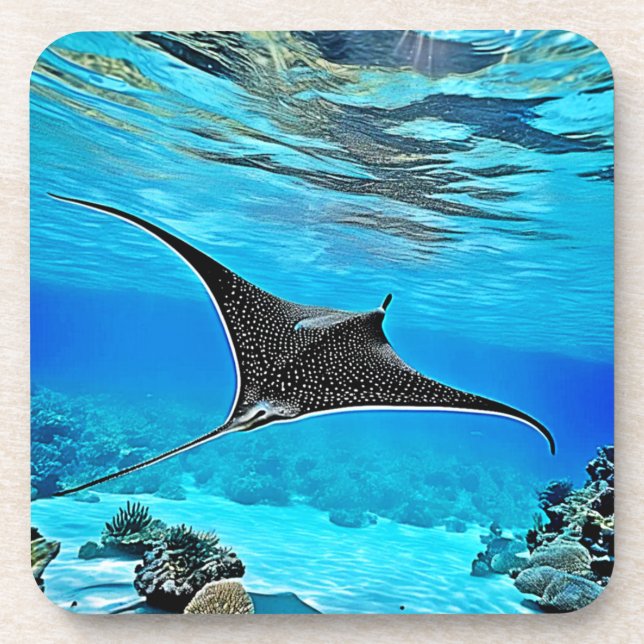 Underwater Spotted Ray Design Coaster (Front)