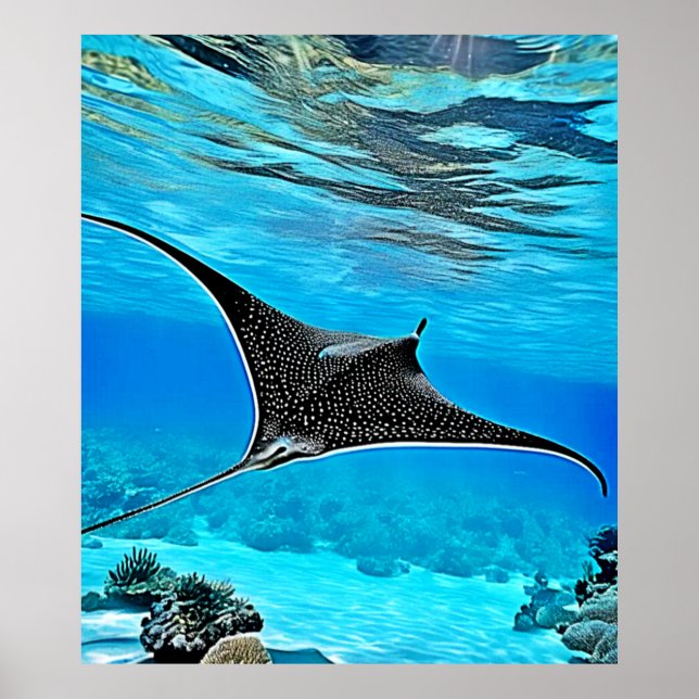 Underwater Spotted Ray Design Poster (Front)