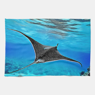 Underwater Spotted Ray Design Tea Towel