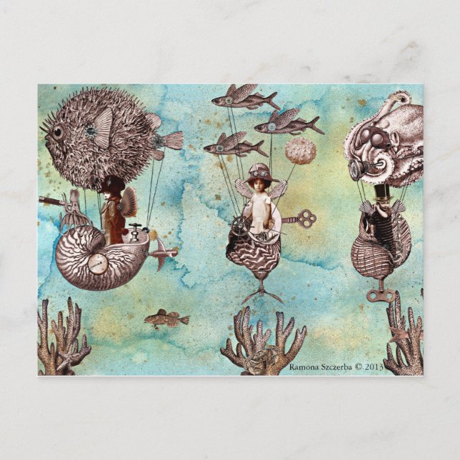 Underwater Steampunk Flotilla Postcard (Front)