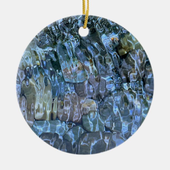 Underwater Stones abstract water pattern  Ceramic Tree Decoration (Front)