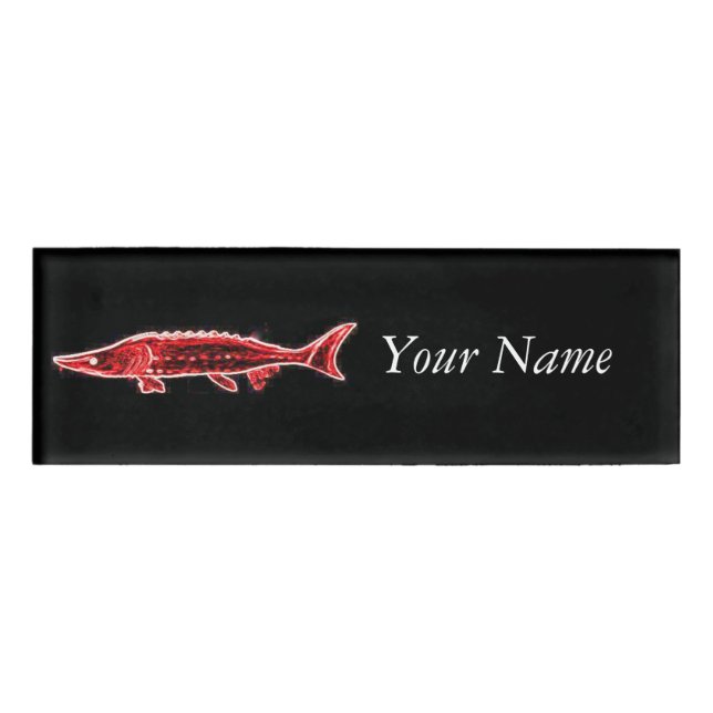 underwater sturgeon swimming Thunder_Cove Name Tag (Front)