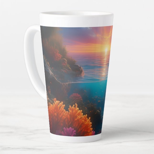 Underwater Sunset Tropical 1 Latte Mug (Left Angle)