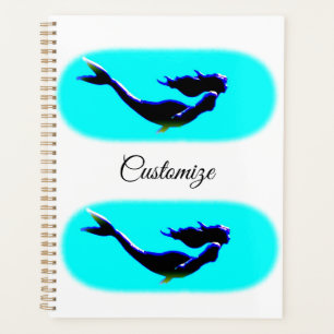 underwater swimming black mermaid planner