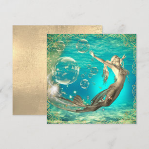 Underwater Swimming Fantasy Mermaid Flat Card