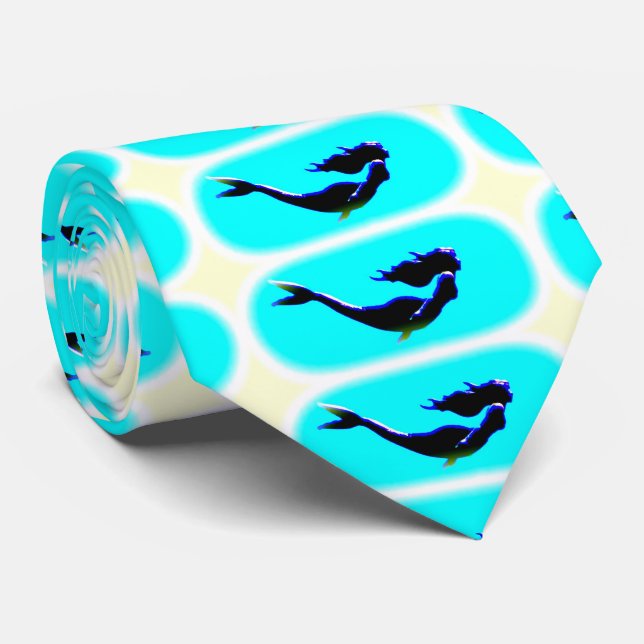 underwater swimming mermaids blue tie (Rolled)