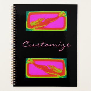 Underwater swimming red mermaid planner