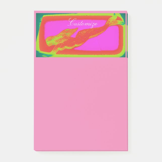 underwater swimming red mermaid post-it notes (Front)