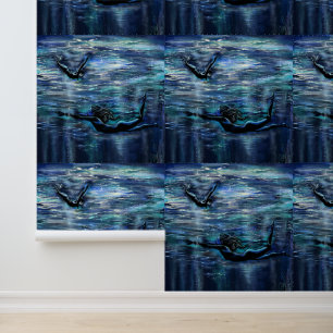 Underwater Swimming Women Art Painting Wallpaper