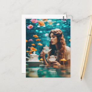 Underwater Tea with the Goldfish Postcard