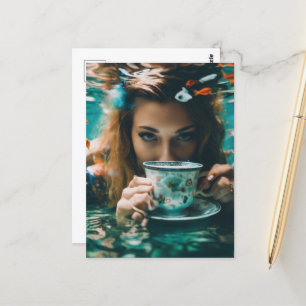 Underwater Tea with the Goldfish Postcard
