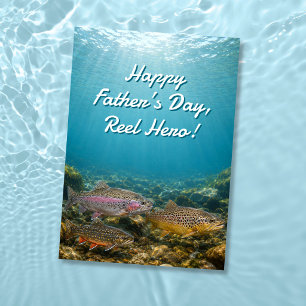 Underwater Trout Reel Hero Fishing Father’s Day Card