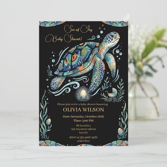 Underwater Turtle Party Invitation (Standing Front)