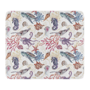 Underwater Watercolor Composition Series Design 1 Cutting Board