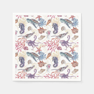 Underwater Watercolor Composition Series Design 1 Napkin