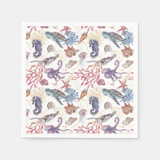 Underwater Watercolor Composition Series Design 1 Napkin