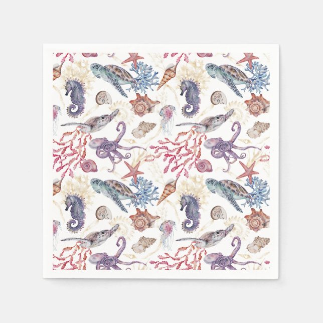 Underwater Watercolor Composition Series Design 1  Napkin (Front)