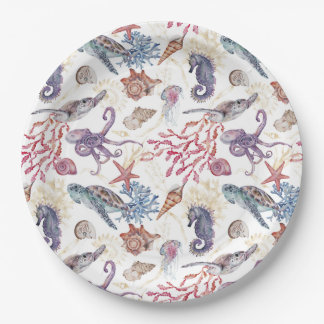 Underwater Watercolor Composition Series Design 1 Paper Plate