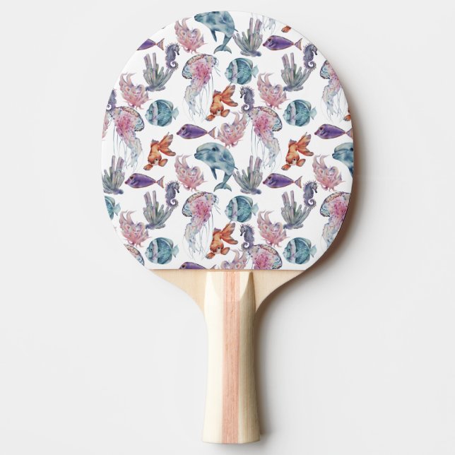 Underwater Watercolor Composition Series Design 2  Ping Pong Paddle (Front)