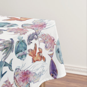 Underwater Watercolor Composition Series Design 2  Tablecloth