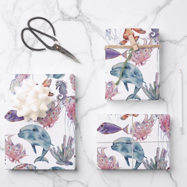Underwater Watercolor Composition Series Design 2  Wrapping Paper Sheet (Front)