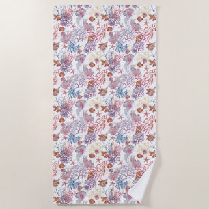 Underwater Watercolor Composition Series Design 3  Beach Towel