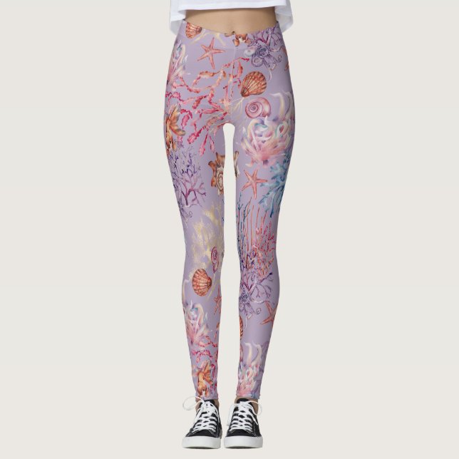 Underwater Watercolor Composition Series Design 3  Leggings (Front)