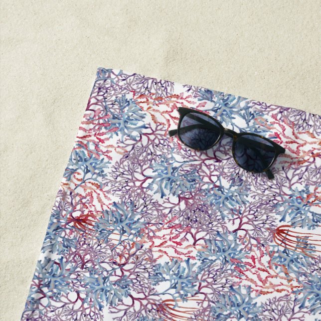 Underwater Watercolor Composition Series Design 5  Beach Towel (In Situ)