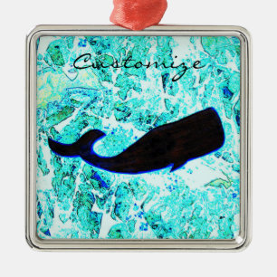 Underwater whale  blue Thunder_Cove  Metal Tree Decoration