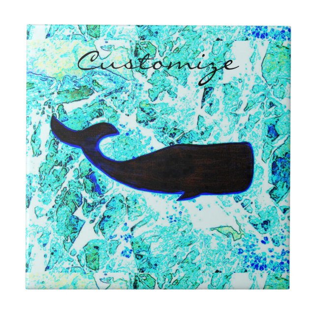 underwater whale swimming Thunder_Cove Tile (Front)