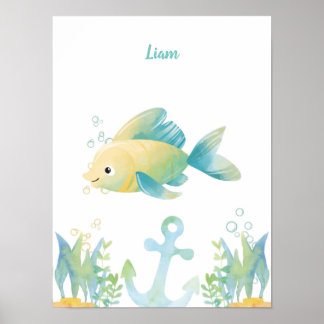 Underwater Whimsy Fish Customisable Poster