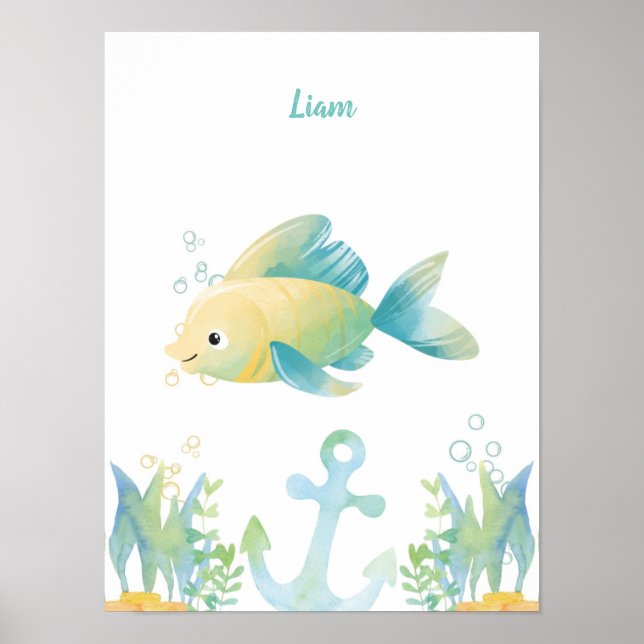 Underwater Whimsy Fish Customisable Poster (Front)