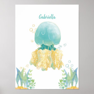 Underwater Whimsy Jellyfish Customisable Poster