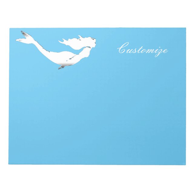 Underwater White Mermaid Swimming Thunder_Cove Notepad (Front)